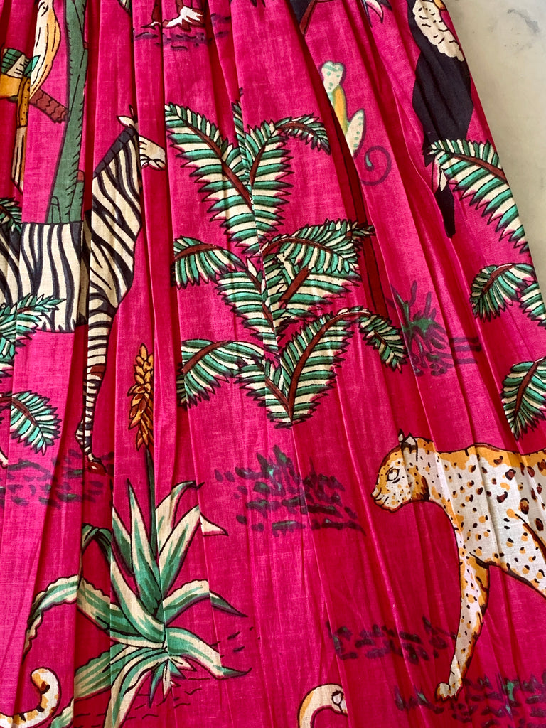 Pink Tropical Indian Cotton Dress - Love Sam