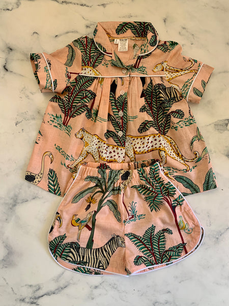 Peachy Pink Jungle Indian Cotton Pyjamas - Love Sam
