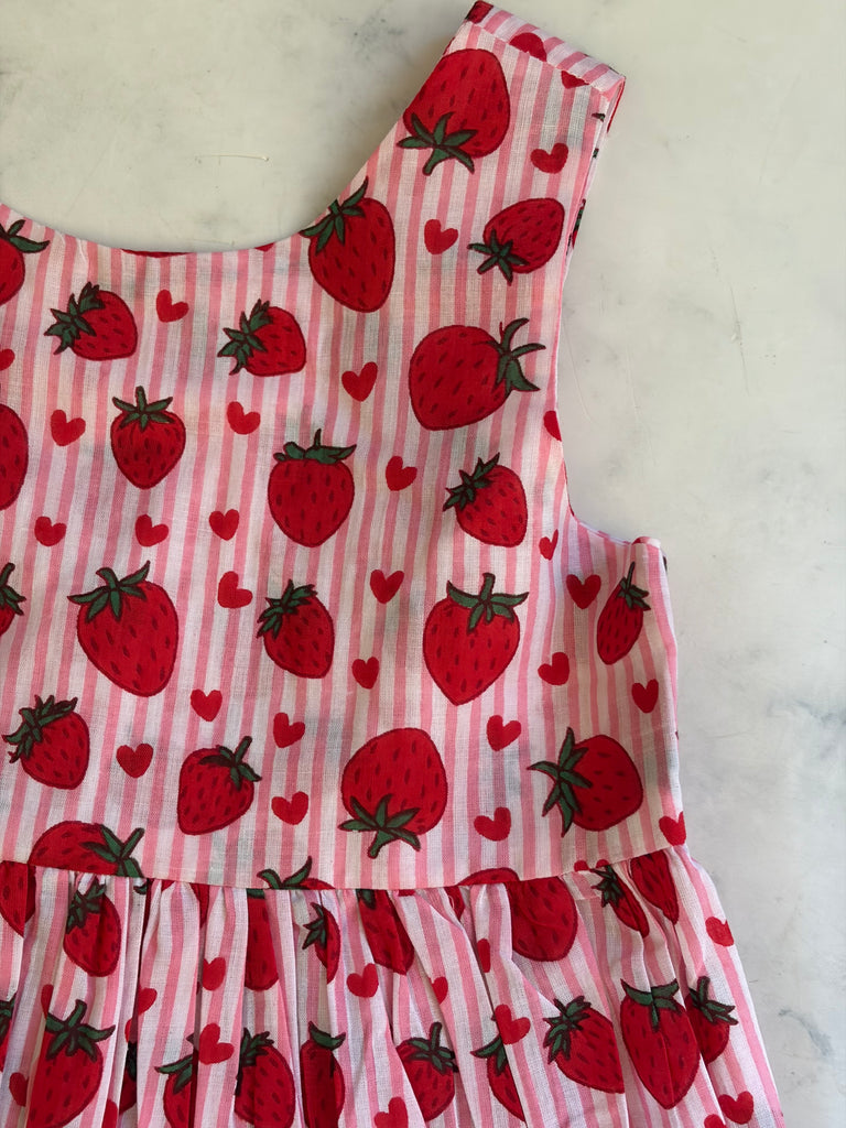 Strawberry and Hearts Girls Dress - Love Sam