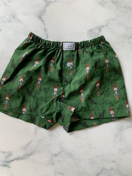 Boys Green Nutcracker sleep shorts - Love Sam