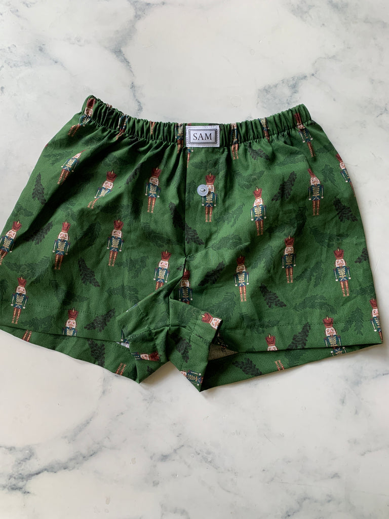Boys Green Nutcracker sleep shorts - Love Sam