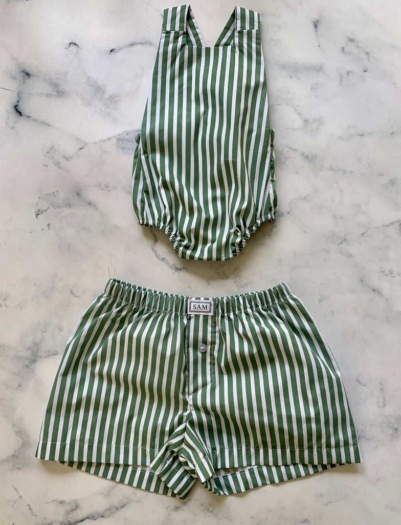 Green Stripe romper - Love Sam