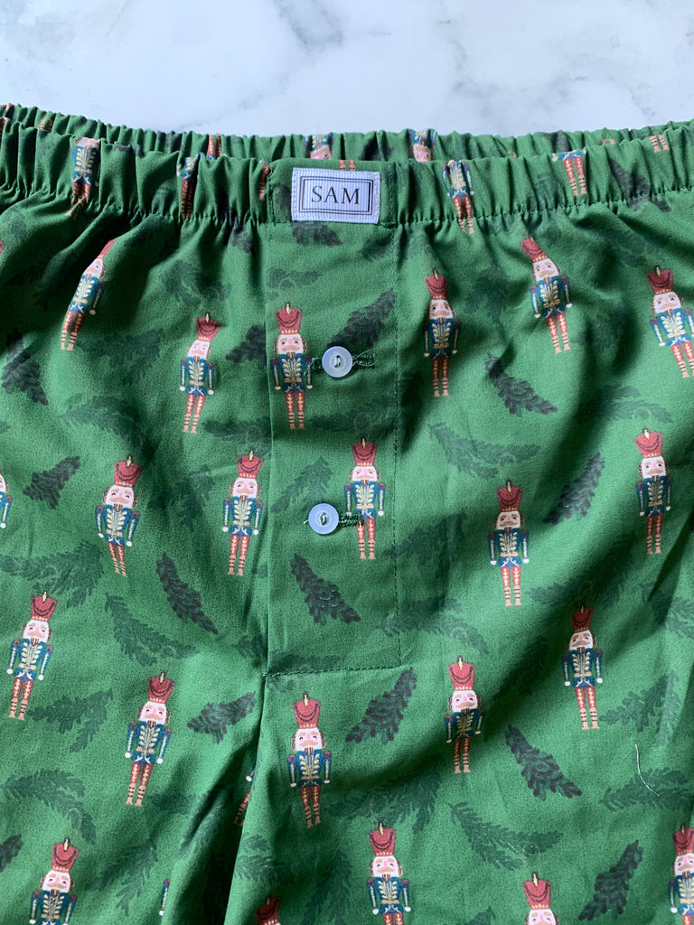 Mens Green Nutcracker sleep shorts - Love Sam