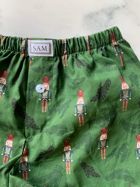 Mens Green Nutcracker sleep shorts - Love Sam