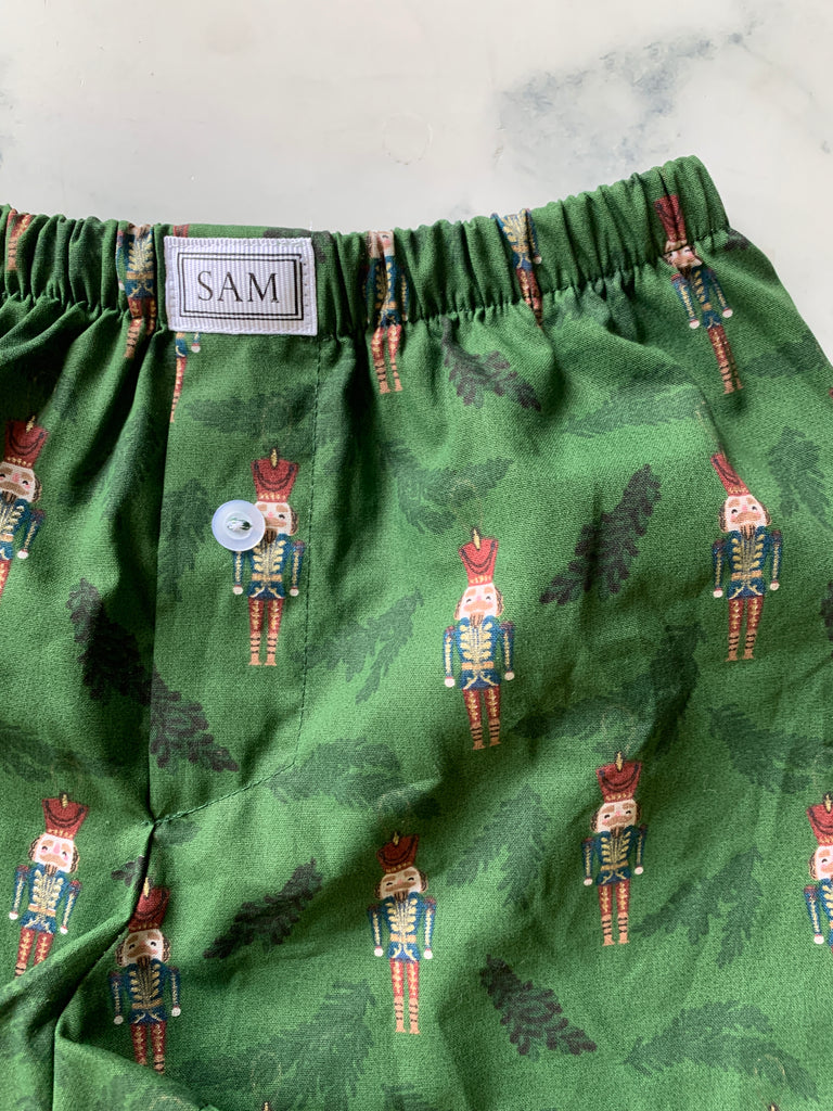 Mens Green Nutcracker sleep shorts - Love Sam