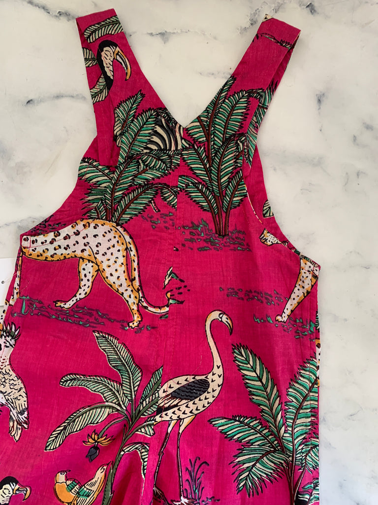 Pink Jungle Indian Cotton Dungarees long - Love Sam