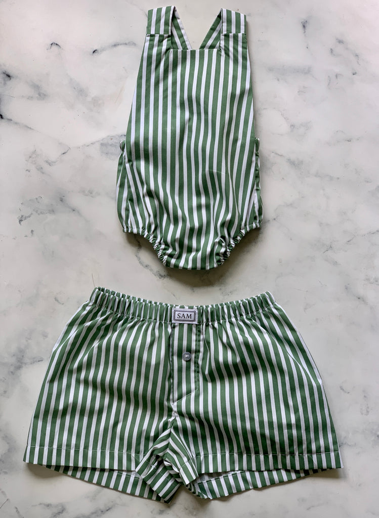 Green Stripe romper - Love Sam