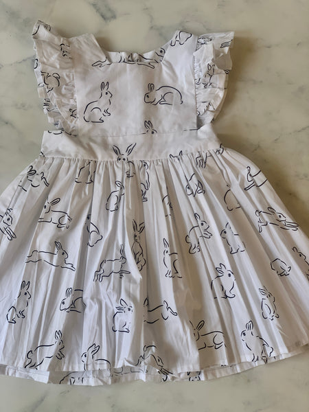 White Dress with Black bunnies - Love Sam