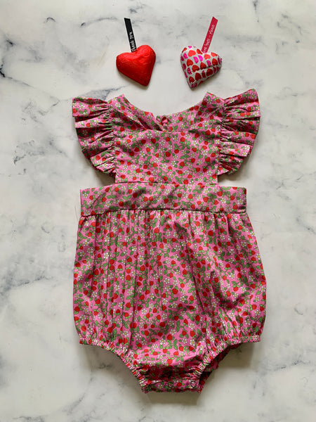 Strawberry Pinafore Romper - Love Sam