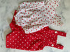 Red Dungarees with white hearts - Love Sam