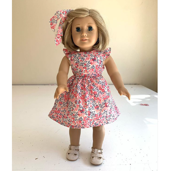 Liberty tie back doll dress - Love Sam