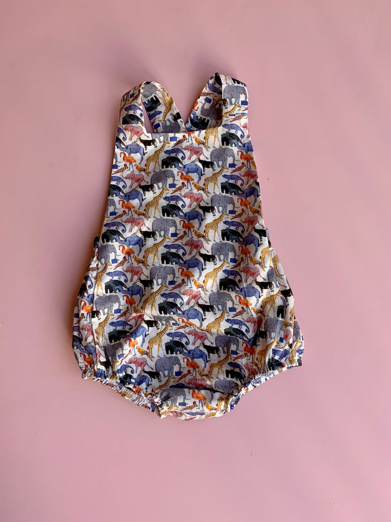 Liberty Zoo cross over back Romper - Love Sam