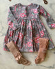 Grey and Pink Floral Dress - Love Sam